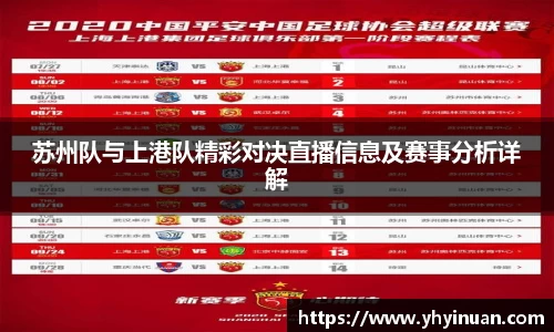 苏州队与上港队精彩对决直播信息及赛事分析详解